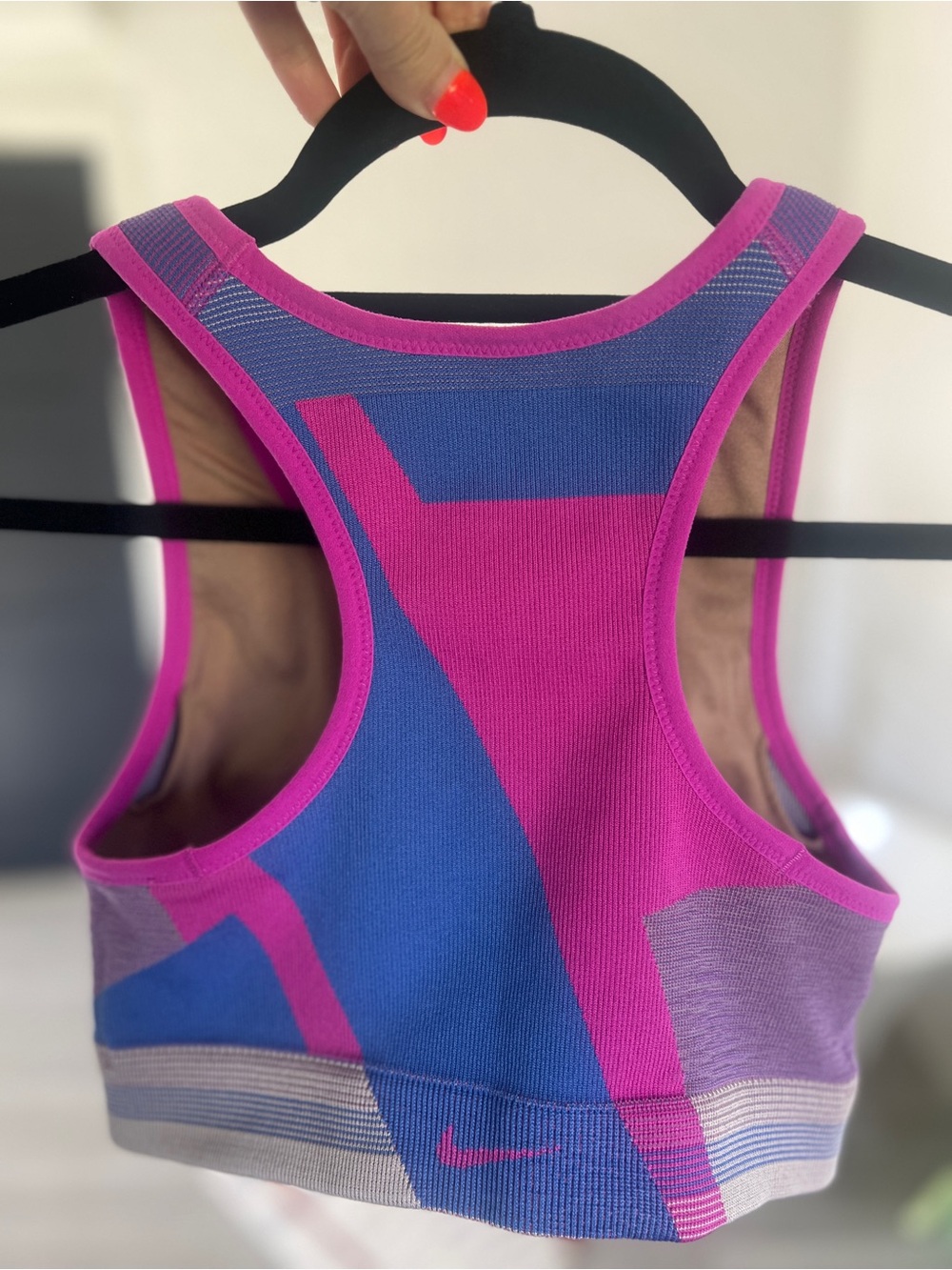 Nike dri-fit Pink & Purple Colorblock Longline Sports Bra medium runs small - Picture 4 of 6